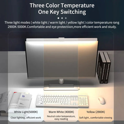 Light Bar de Monitor 50cm USB | Dimmer Stepless — Setup Clean para Home Office e Estudo
