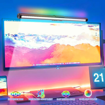 Luminária LED RGB para Monitor 44cm – Iluminação Confortável para Estudo, Trabalho e Games