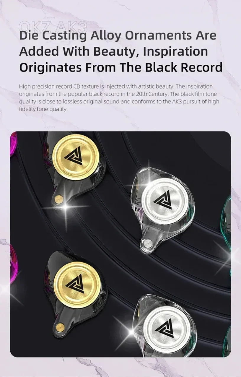 QKZ AK3 FiLe Wired Earphone with Microphone HiFi Music Monitor Bass Headphones Noise Cancelling Headset For Sport Gaming Earbuds