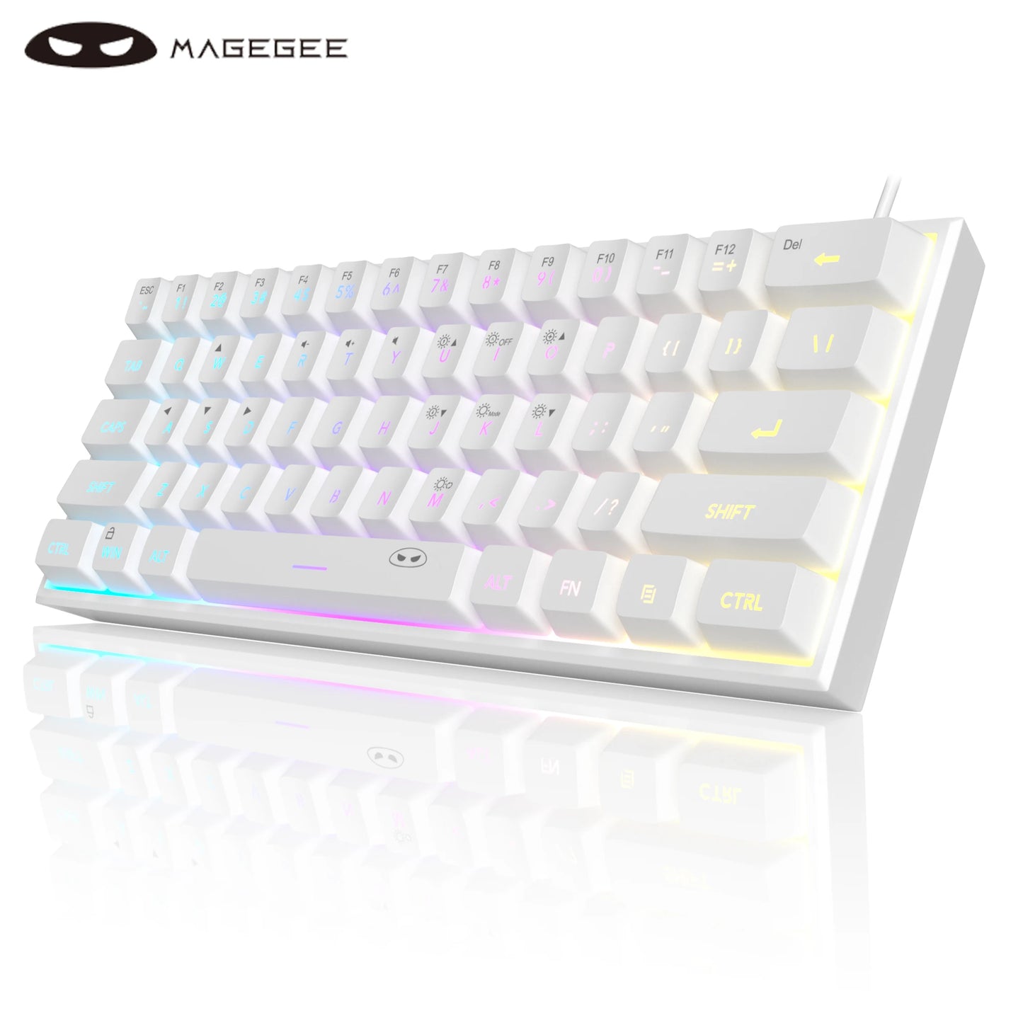 Teclado MageGee 60% RGB – Compacto e Confortável para Trabalho e Setup Gamer