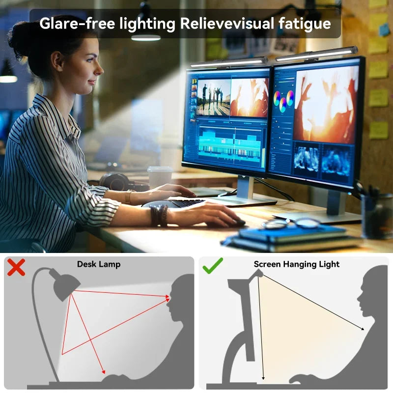 Luminária LED RGB para Monitor 44cm – Iluminação Confortável para Estudo, Trabalho e Games