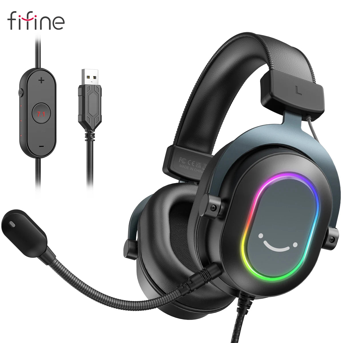 Headset Gamer Fifine H6 RGB 7.1 com Microfone – Áudio Imersivo para PC, PS4 e PS5