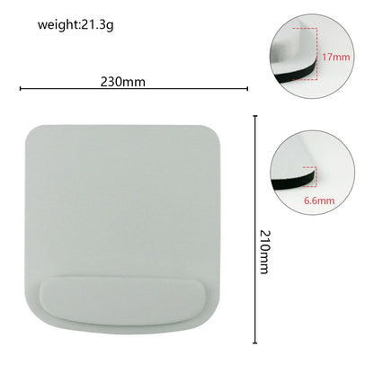 Mousepad ergonômico, com apoio para o pulso, para uso no escritório.