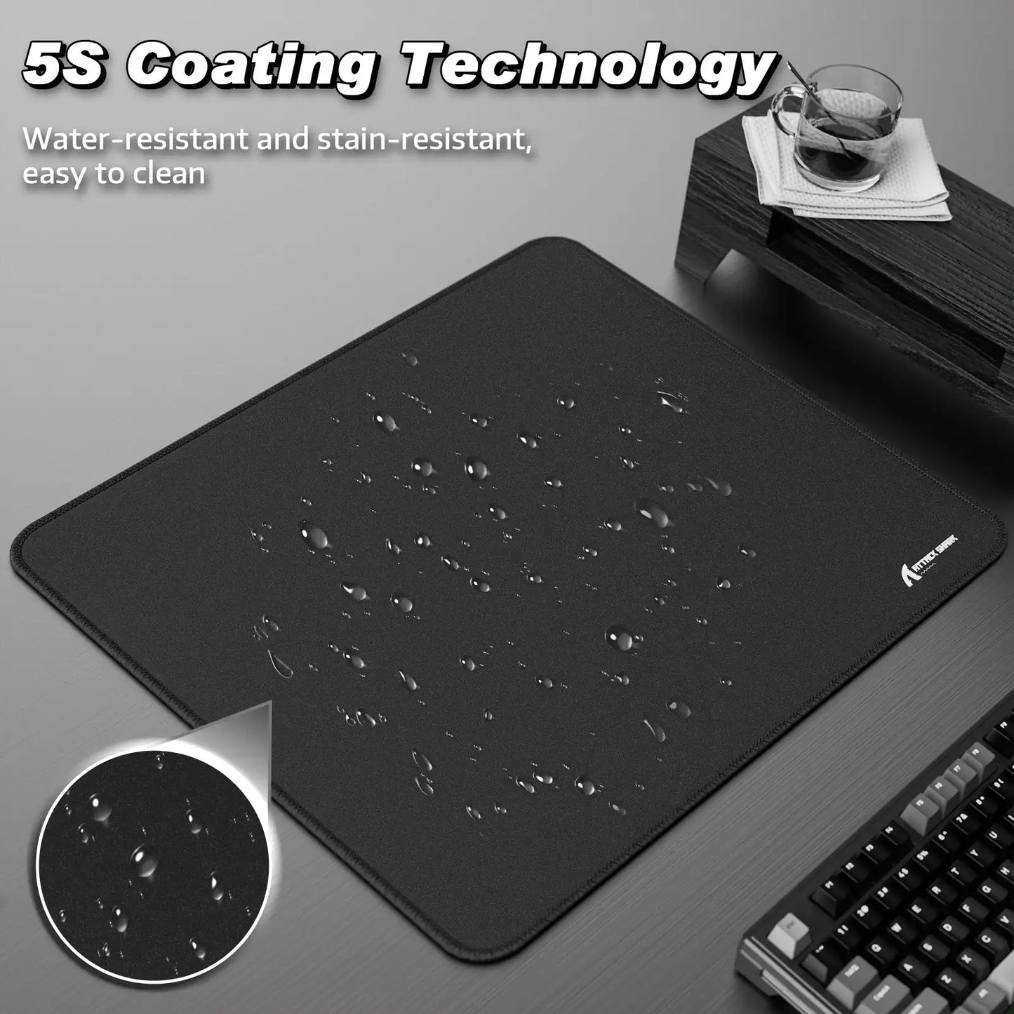 Mousepad Gamer Attack Shark XL – Alta Precisão com Base Antiderrapante e Bordas Reforçadas