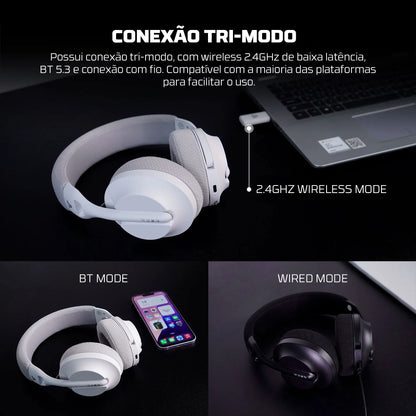 FANTECH TAMAGO II WHG04 Wired and Wireless Headset 40MM Big Driver 22 Hours Usage Time Headphones with Microphone ENC Headset