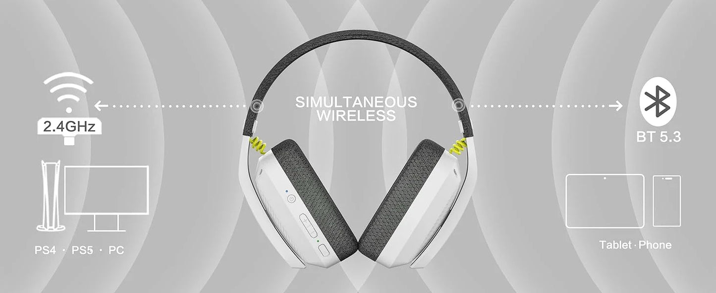 Headset Gamer Bluetooth BINNUNE BW06 com Microfone — PS5, PS4, PC, Mac — Sem Fio 2.4GHz