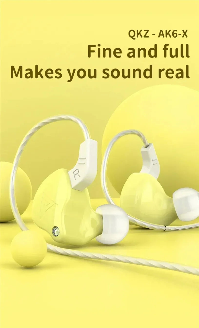 QKZ AK3 FiLe Wired Earphone with Microphone HiFi Music Monitor Bass Headphones Noise Cancelling Headset For Sport Gaming Earbuds