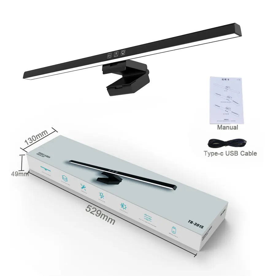 Light Bar de Monitor 50cm USB | Dimmer Stepless — Setup Clean para Home Office e Estudo