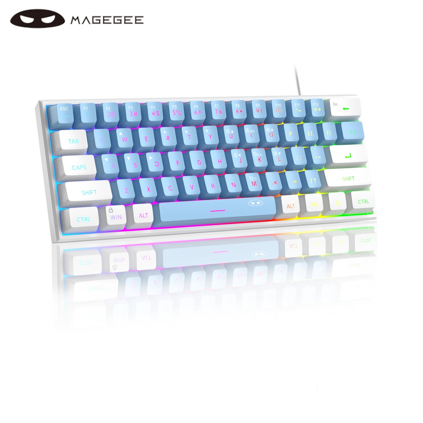 Teclado MageGee 60% RGB – Compacto e Confortável para Trabalho e Setup Gamer