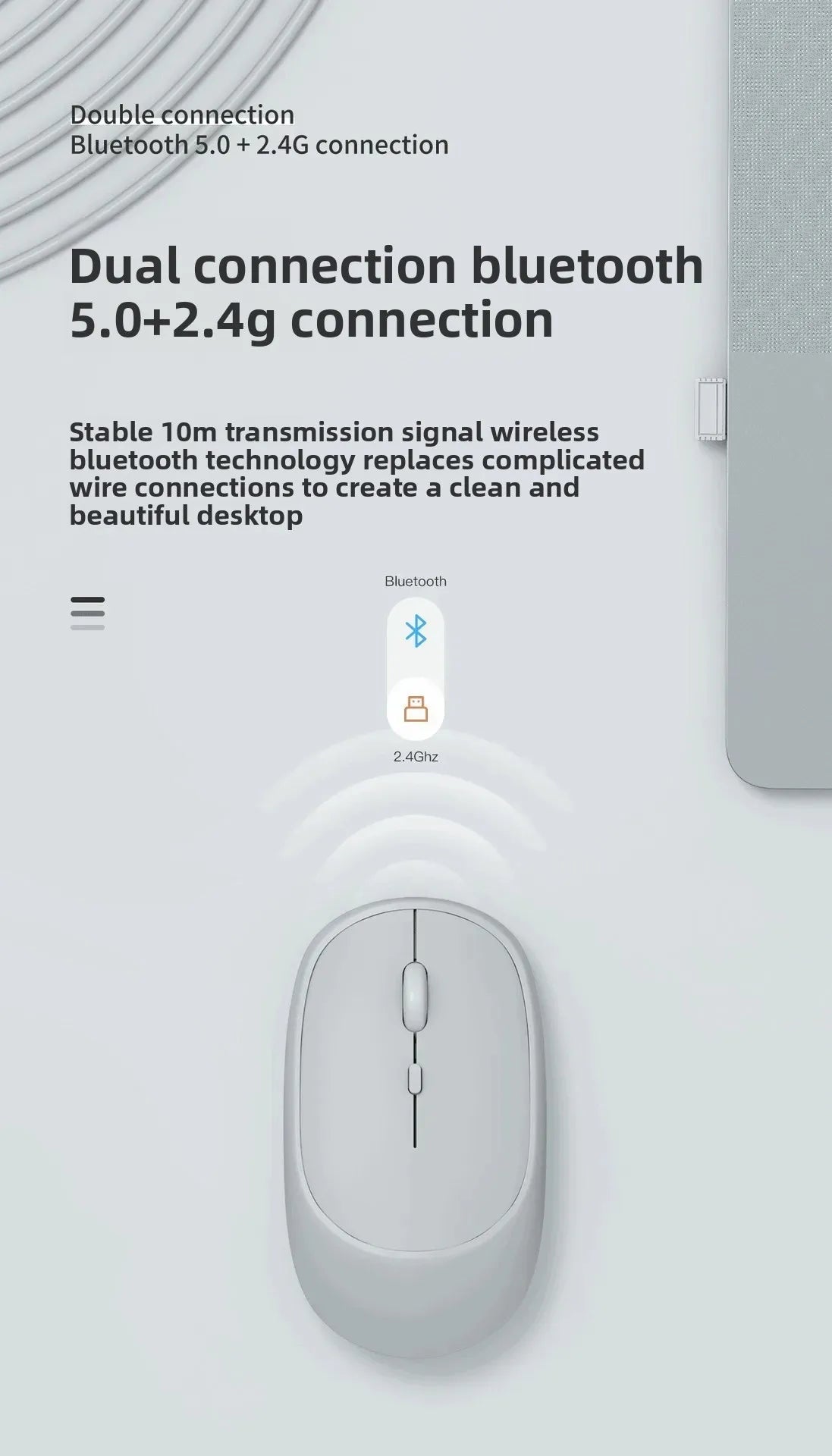 Mouse sem fio, Clean, para laptop, tablet, PC e Macbook.