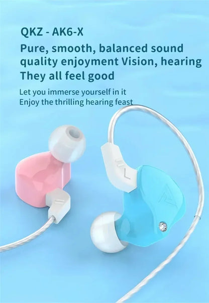 QKZ AK3 FiLe Wired Earphone with Microphone HiFi Music Monitor Bass Headphones Noise Cancelling Headset For Sport Gaming Earbuds
