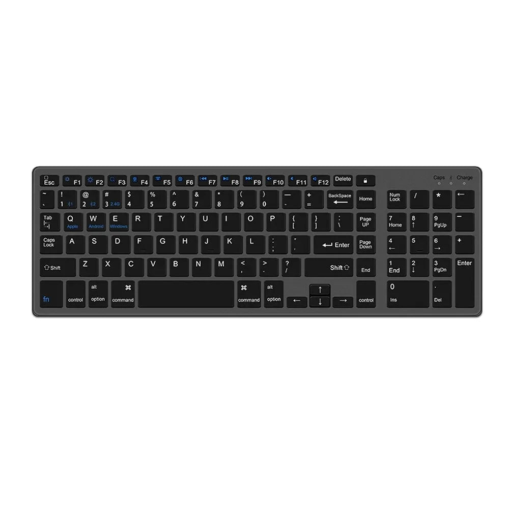 Teclado sem fio, 2.4G e Bluetooth 5.0