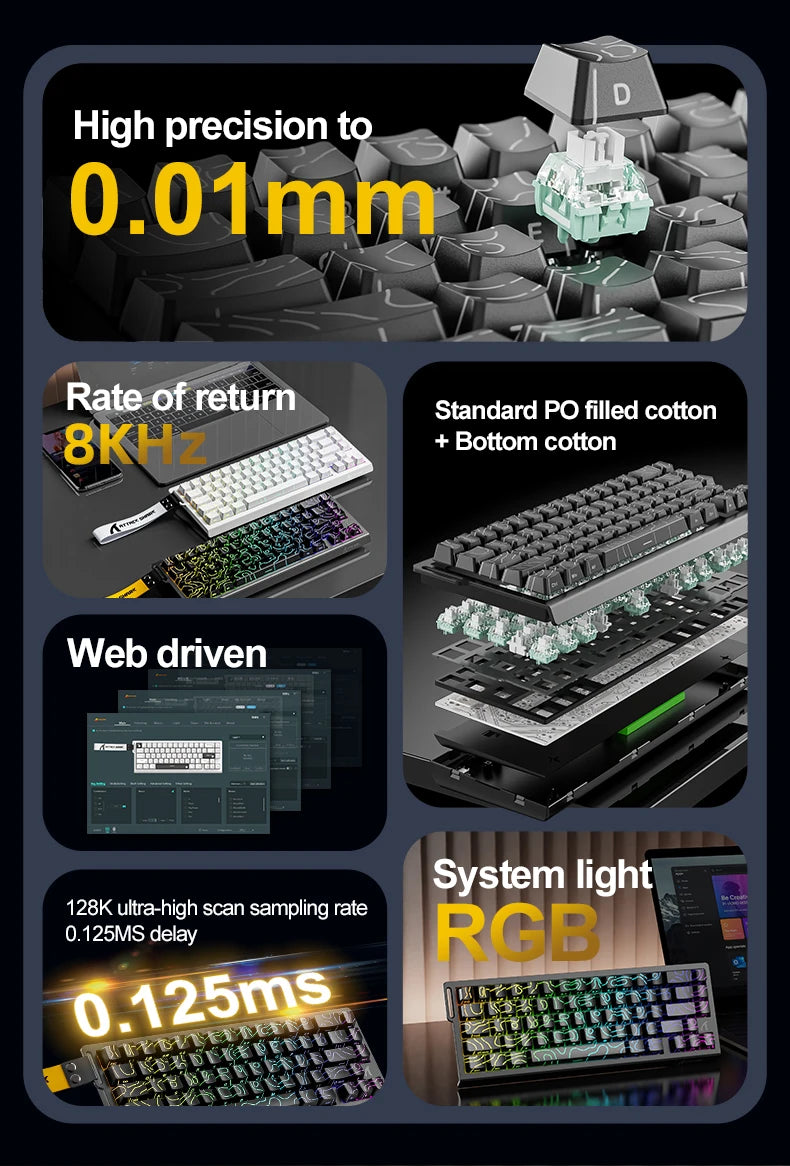 Teclado Gamer Attack Shark X68HE – Switch Magnético com Rapid Trigger e Alta Performance
