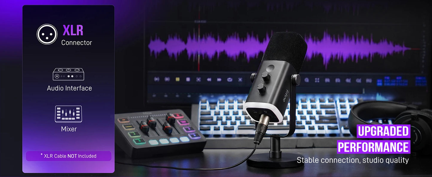 Microfone dinâmico FIFINE USB/XLR (AmpliGame-AM8).