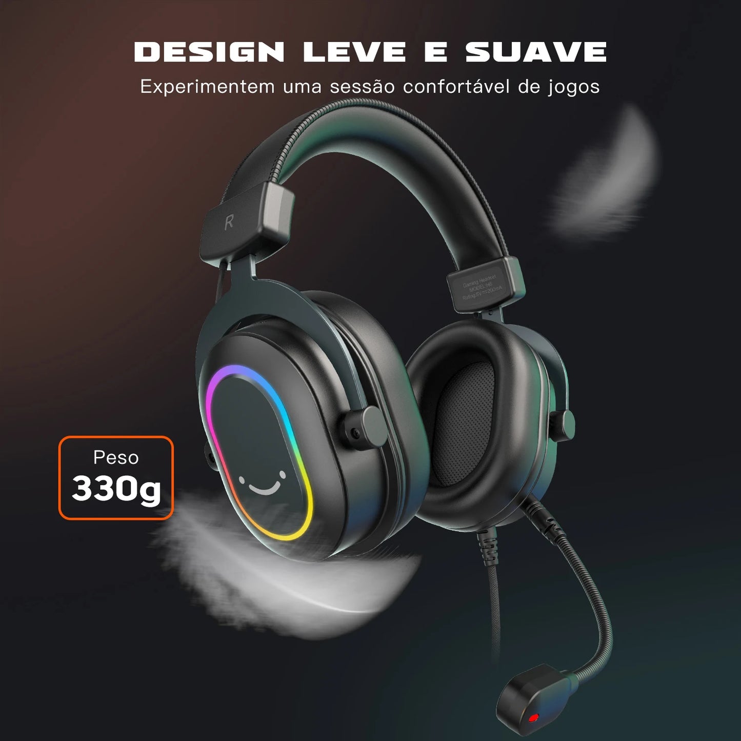 Headset Gamer Fifine H6 RGB 7.1 com Microfone – Áudio Imersivo para PC, PS4 e PS5