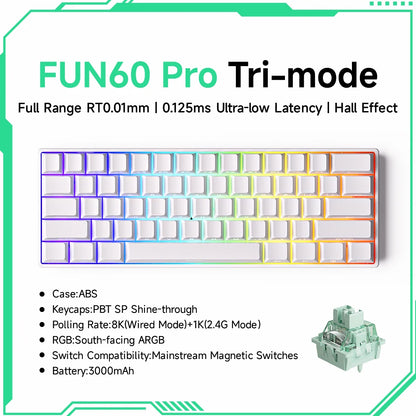 Teclado Mecanico , Akko MonsGeek FUN60 com Switch Magnético, 60%, com Resposta Rápida de 0,01mm, 8K ARGB HE/TMR