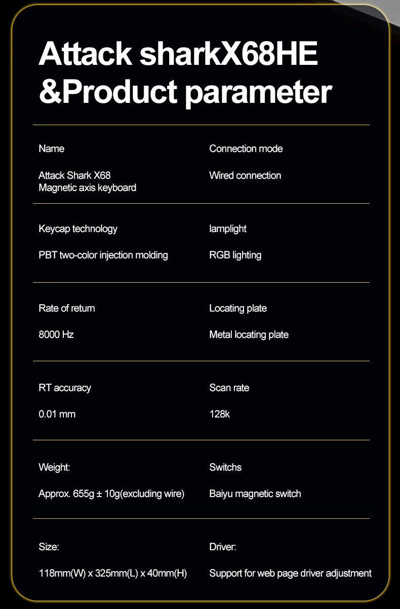 Teclado Gamer Attack Shark X68HE – Switch Magnético com Rapid Trigger e Alta Performance