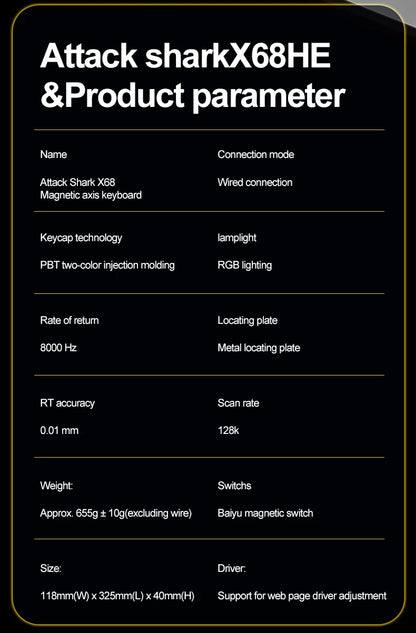 Teclado Gamer Attack Shark X68HE – Switch Magnético com Rapid Trigger e Alta Performance