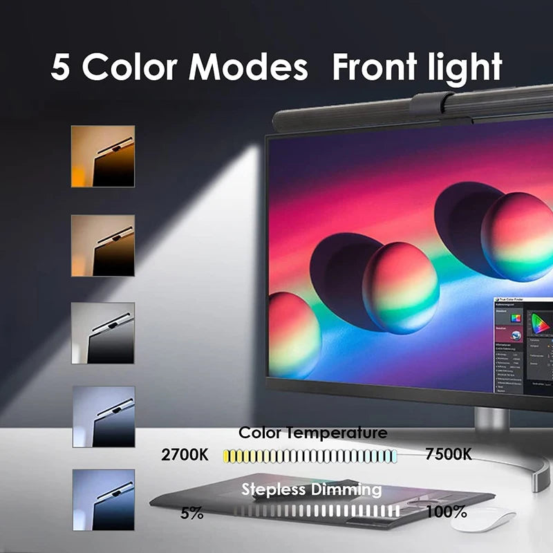 Luminária LED RGB para Monitor 44cm – Iluminação Confortável para Estudo, Trabalho e Games