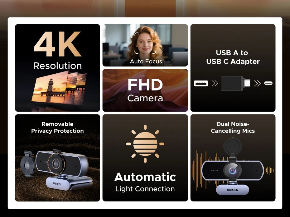 Webcam 4K FHD 1080P de 8MP para PC