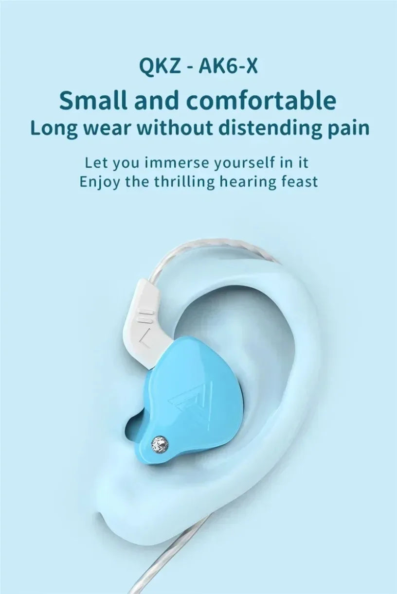 QKZ AK3 FiLe Wired Earphone with Microphone HiFi Music Monitor Bass Headphones Noise Cancelling Headset For Sport Gaming Earbuds