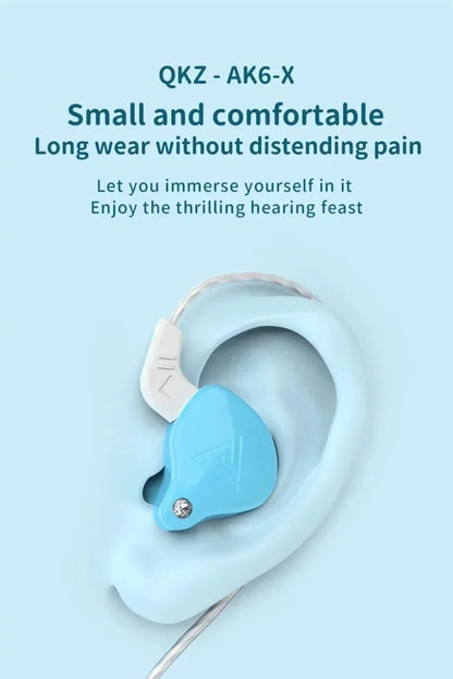 QKZ AK3 FiLe Wired Earphone with Microphone HiFi Music Monitor Bass Headphones Noise Cancelling Headset For Sport Gaming Earbuds