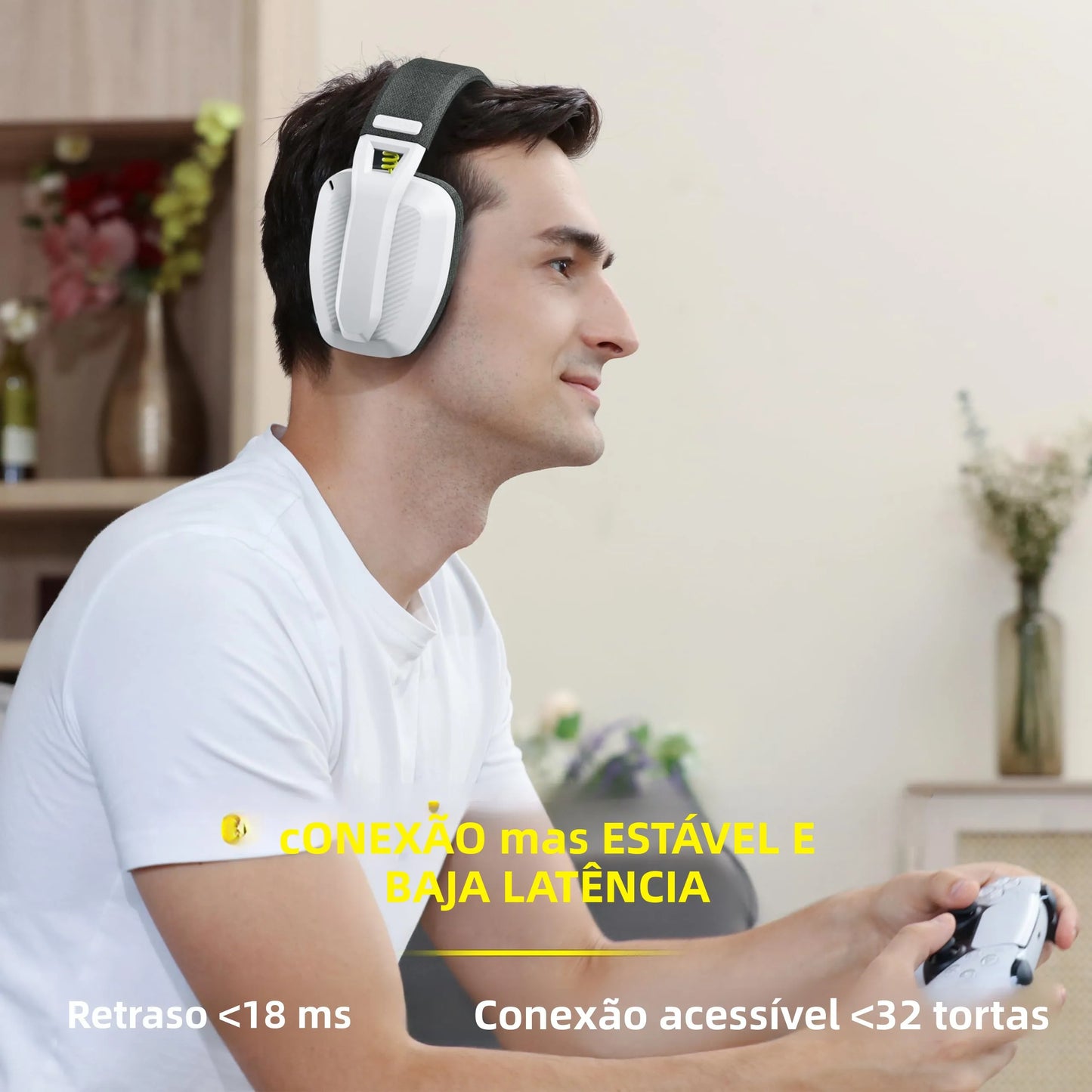 Headset Gamer Bluetooth BINNUNE BW06 com Microfone — PS5, PS4, PC, Mac — Sem Fio 2.4GHz