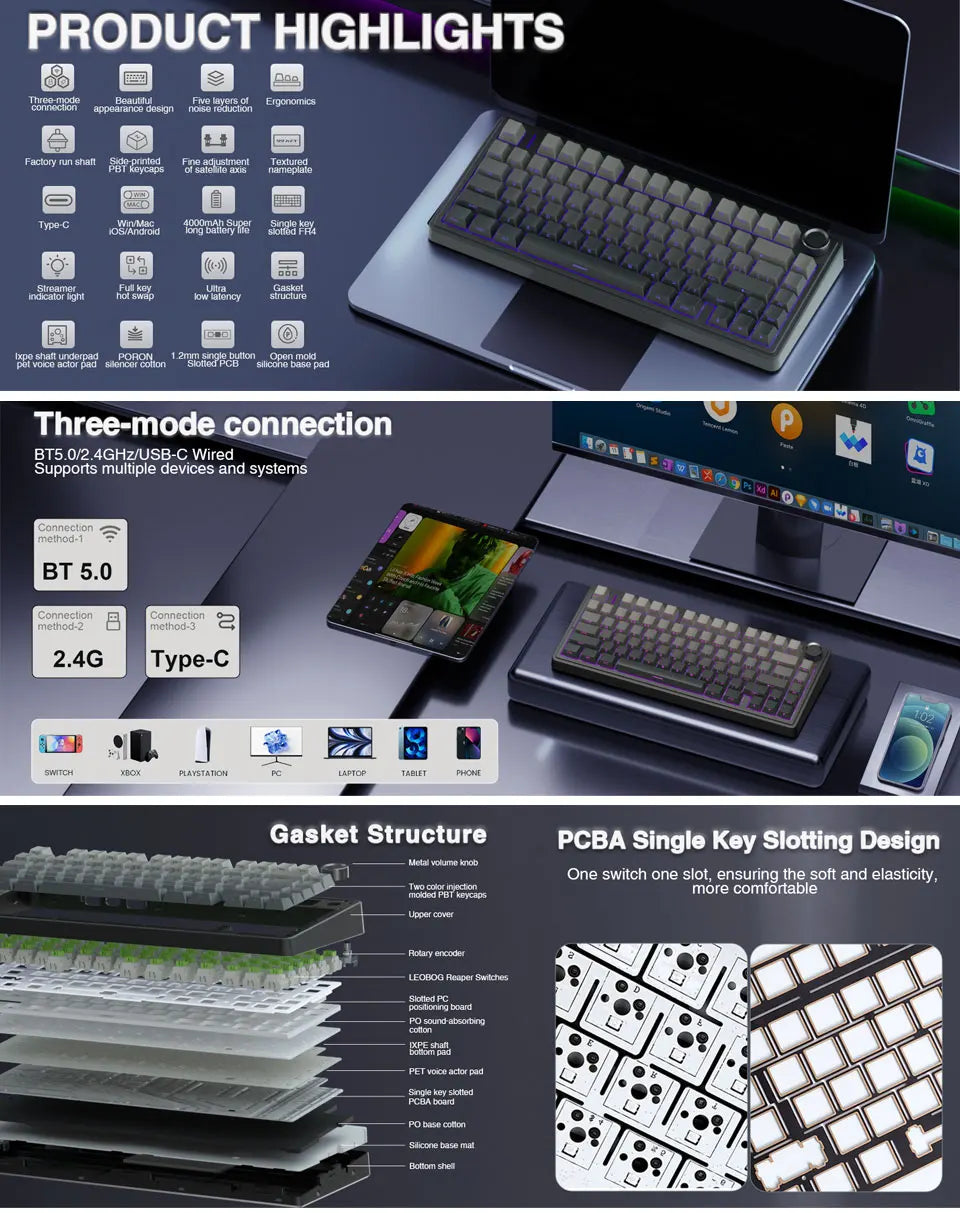 AULA F75, Teclado mecânico 75%