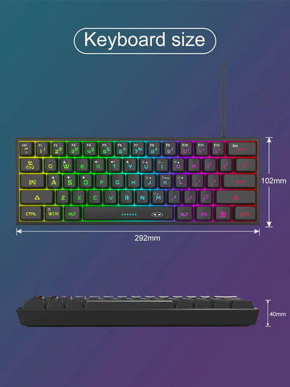 Teclado MageGee 60% RGB – Compacto e Confortável para Trabalho e Setup Gamer