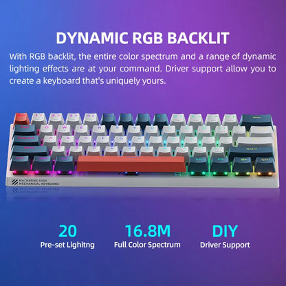 Teclado Mecânico Machenike K500-B61 60% – RGB e Switches Hot-Swap para Setup Gamer