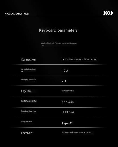 Teclado sem fio, 2.4G e Bluetooth 5.0