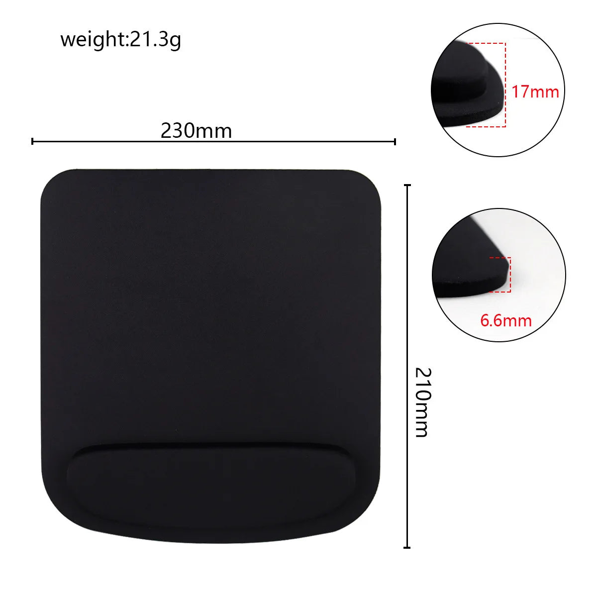 Mousepad ergonômico, com apoio para o pulso, para uso no escritório.