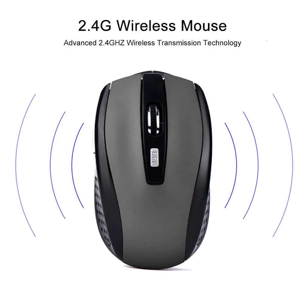 Mouse sem fio 2.4G, silencioso, para Macbook, PC e laptop.