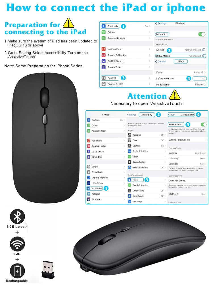 Mouse Bluetooth silencioso Marcaron, mouse universal.