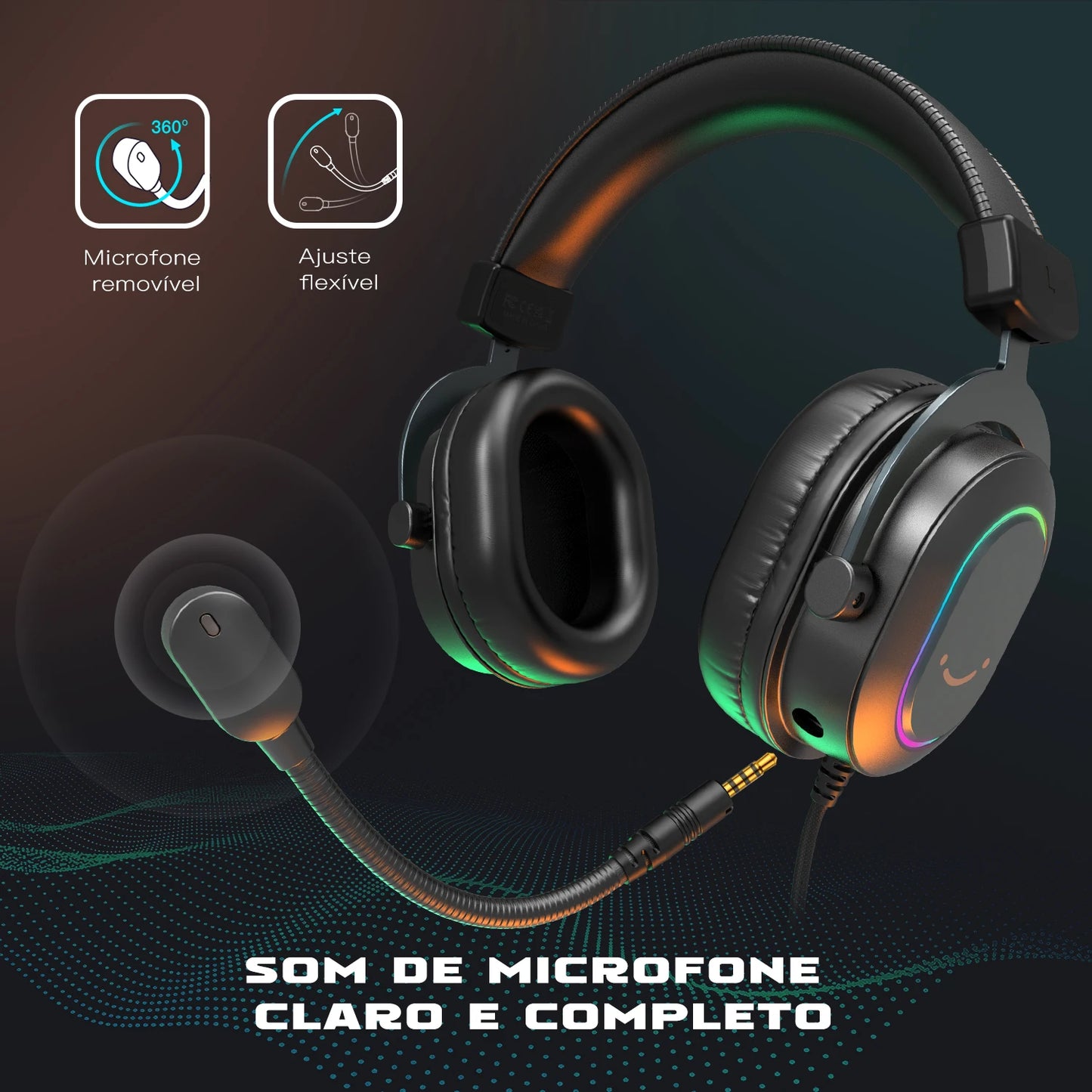 Headset Gamer Fifine H6 RGB 7.1 com Microfone – Áudio Imersivo para PC, PS4 e PS5