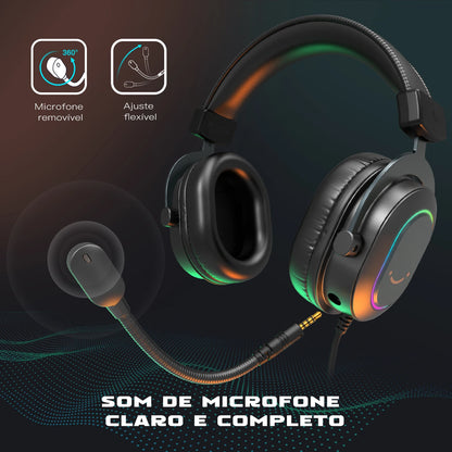 Headset Gamer Fifine H6 RGB 7.1 com Microfone – Áudio Imersivo para PC, PS4 e PS5