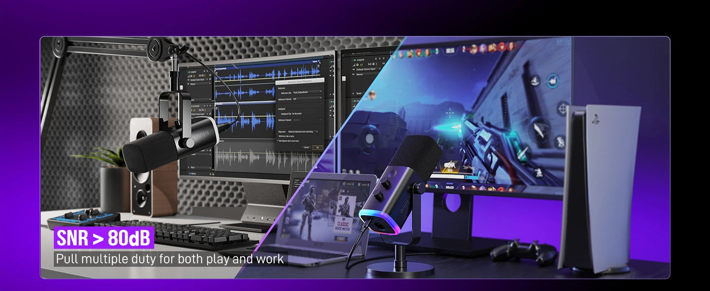 Microfone dinâmico FIFINE USB/XLR (AmpliGame-AM8).