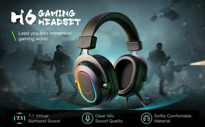 Headset Gamer Fifine H6 RGB 7.1 com Microfone – Áudio Imersivo para PC, PS4 e PS5