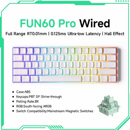 Teclado Mecanico , Akko MonsGeek FUN60 com Switch Magnético, 60%, com Resposta Rápida de 0,01mm, 8K ARGB HE/TMR