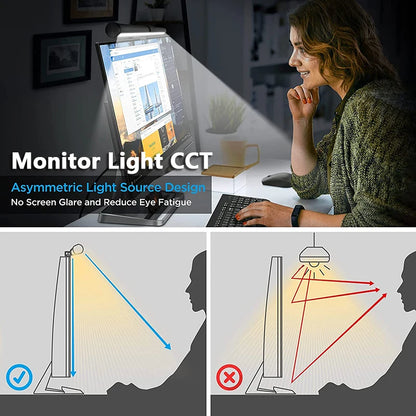 Luminária LED RGB para Monitor 44cm – Iluminação Confortável para Estudo, Trabalho e Games
