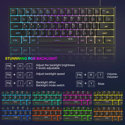 Teclado MageGee 60% RGB – Compacto e Confortável para Trabalho e Setup Gamer
