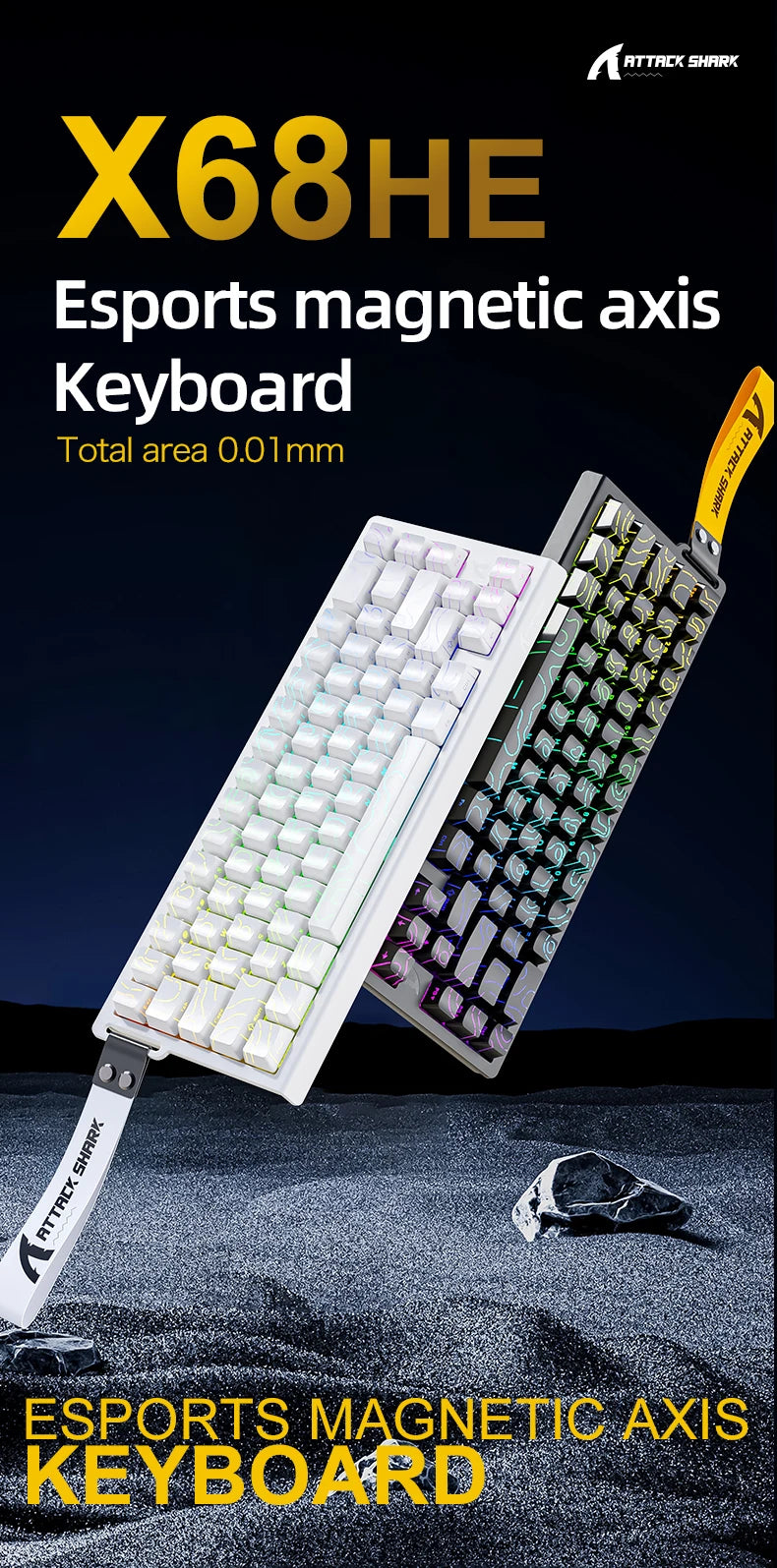 Teclado Gamer Attack Shark X68HE – Switch Magnético com Rapid Trigger e Alta Performance