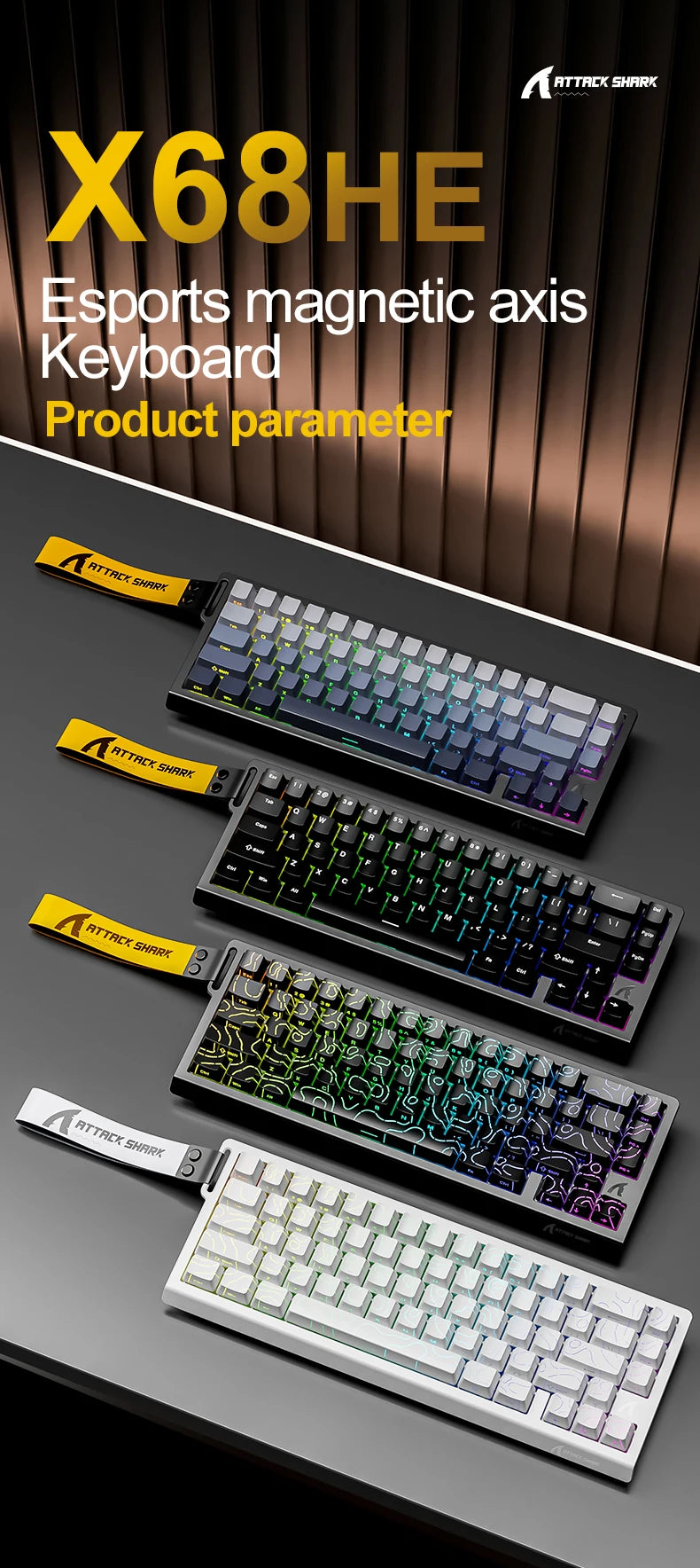 Teclado Gamer Attack Shark X68HE – Switch Magnético com Rapid Trigger e Alta Performance