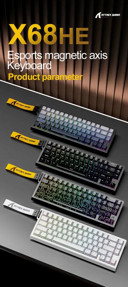 Teclado Gamer Attack Shark X68HE – Switch Magnético com Rapid Trigger e Alta Performance
