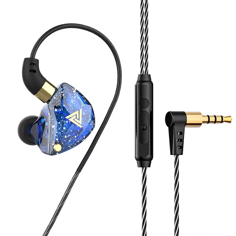 QKZ AK3 FiLe Wired Earphone with Microphone HiFi Music Monitor Bass Headphones Noise Cancelling Headset For Sport Gaming Earbuds