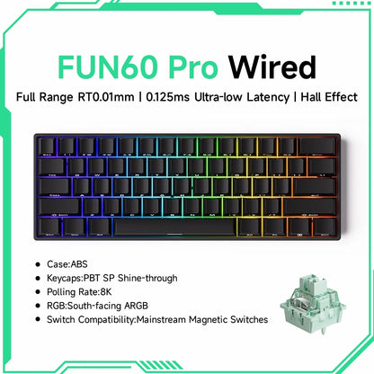 Teclado Mecanico , Akko MonsGeek FUN60 com Switch Magnético, 60%, com Resposta Rápida de 0,01mm, 8K ARGB HE/TMR