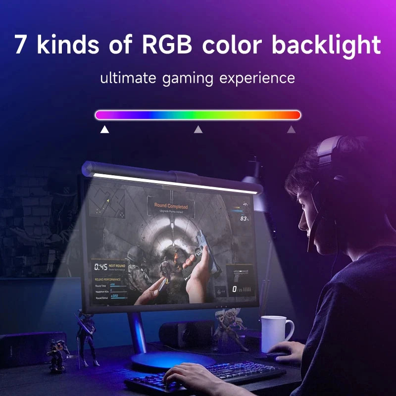 Luminária LED RGB para Monitor 44cm – Iluminação Confortável para Estudo, Trabalho e Games