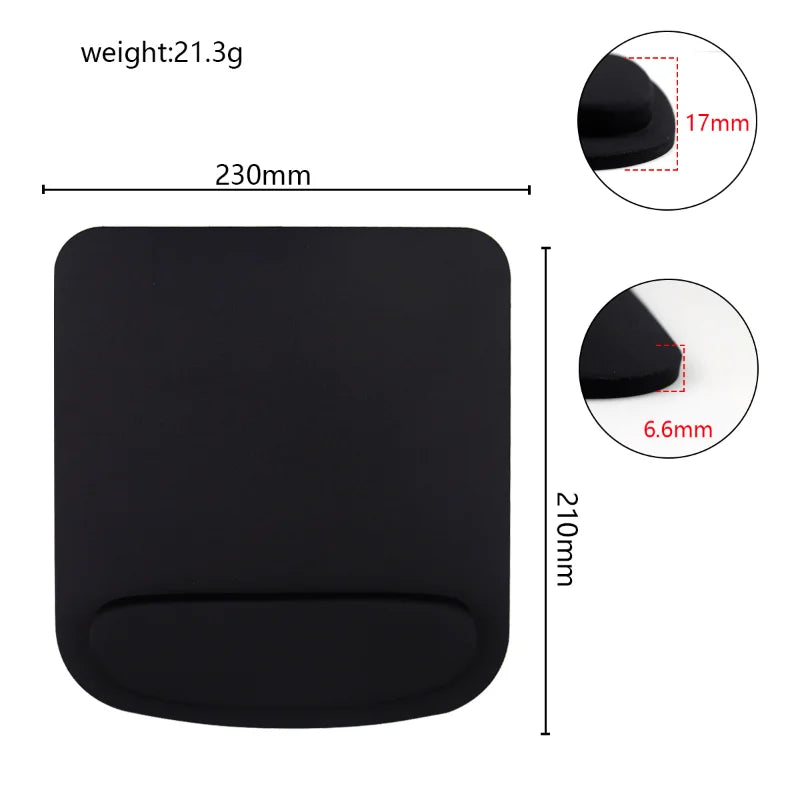 Mousepad ergonômico, com apoio para o pulso, para uso no escritório.