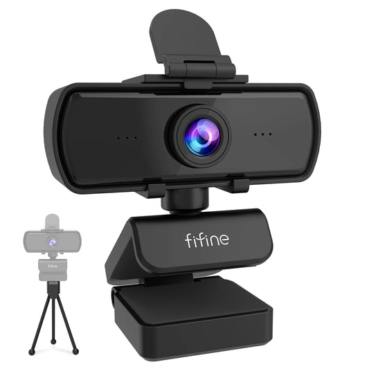 Webcam FIFINE Full HD 1440p para PC com microfone e tripé