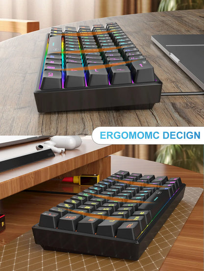 Teclado MageGee 60% RGB – Compacto e Confortável para Trabalho e Setup Gamer